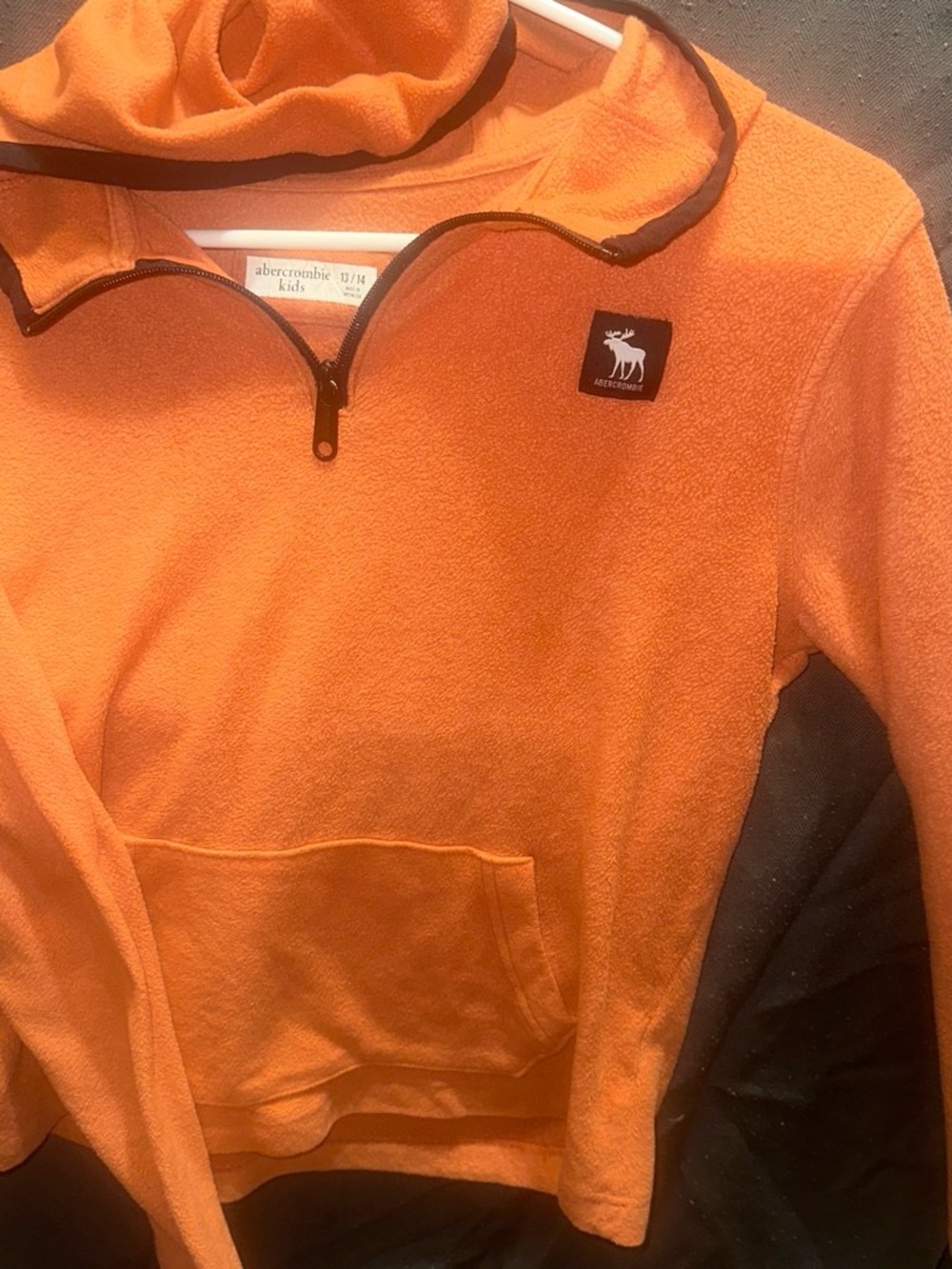 abercrombie kids Orange Zip-Up Fleece Hoodie Sweater